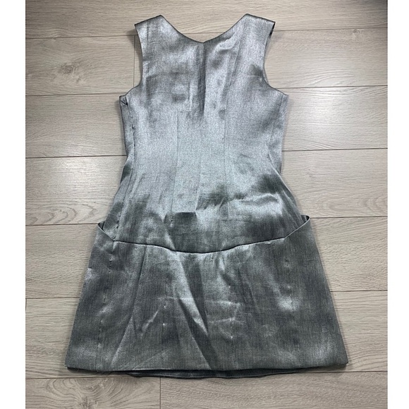 Theyskens' Theory Silk A-Line Mini Silver Metallic Dress - Picture 6 of 15